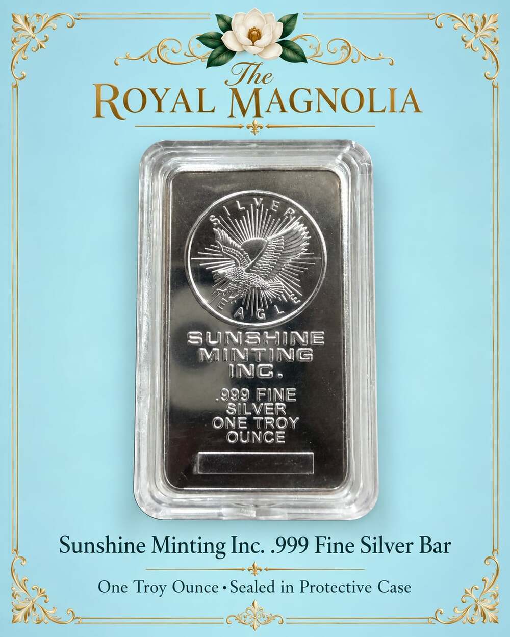 Sunshine Minting Inc. One Troy Ounce .999 Fine Silver Bar Sealed in Protective C